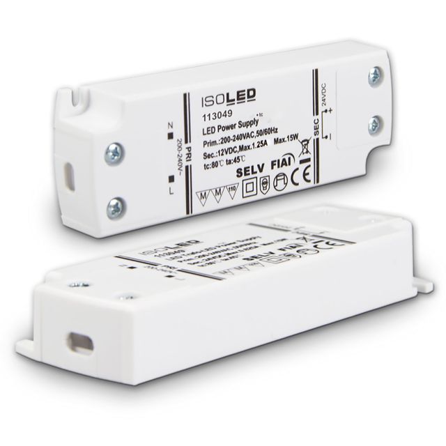 LED Trafo 12V/DC, 0-15W, SELV, ultraflach, schmal