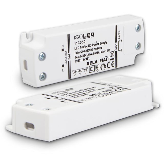 LED Trafo 24V/DC, 0-15W, SELV, ultraflach, schmal