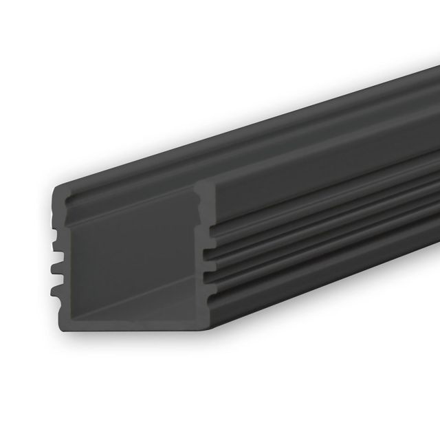 LED Aufbauprofil SURF12 Aluminium schwarz pulverbeschichtet RAL 9005, 200cm