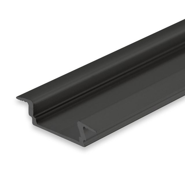 LED Einbauprofil DIVE12 FLAT Aluminium schwarz pulverbeschichtet RAL 9005, 200cm