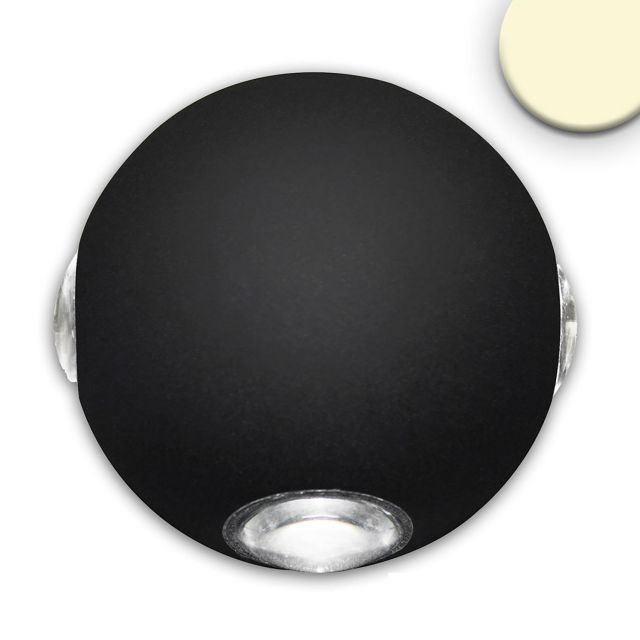 LED Wandleuchte Up&Down 4*1W CREE, IP54, sandschwarz, warmweiß