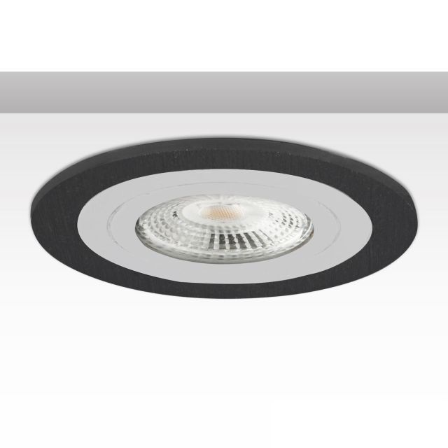 Einbaurahmen rund, Loch 80mm, schwarz + Alu weiß, für GU10/MR16 Spots