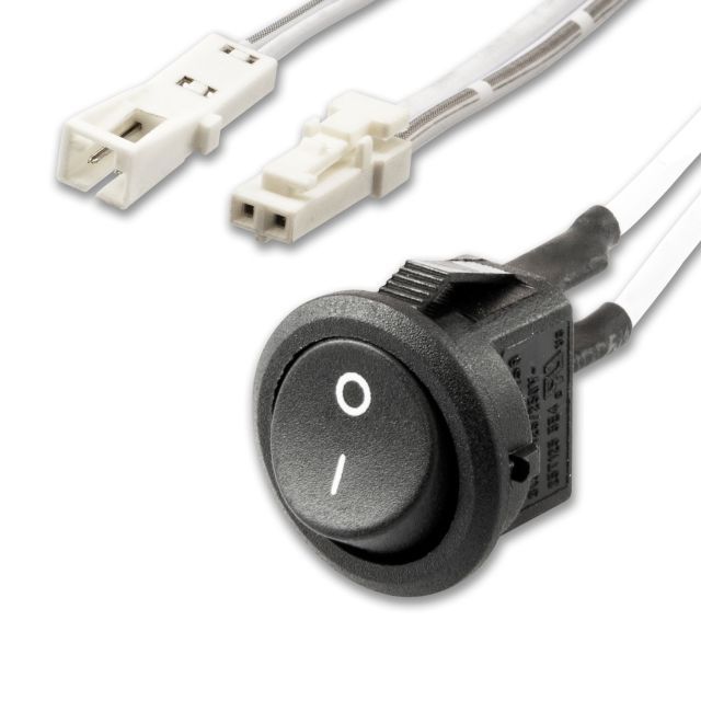 MiniAMP Einbauschalter Ein/Aus, female-Buchse und male-Stecker, 30cm+200cm, 2-polig, weiß, max. 5A