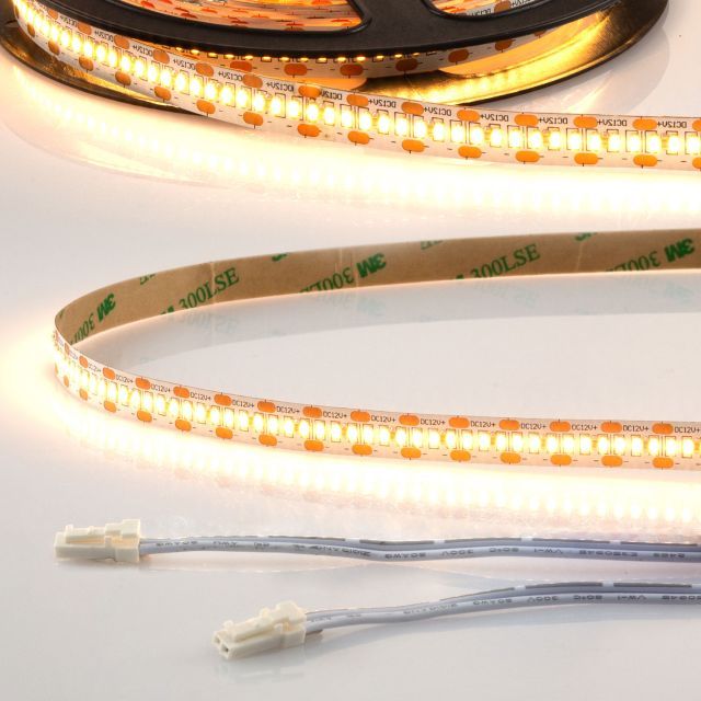 LED CRI930 MiniAMP Flexband, 12V DC, 12W, IP20, 3000K, 250cm, beids. 30cm Kabel + maleAMP, 300 LED/m