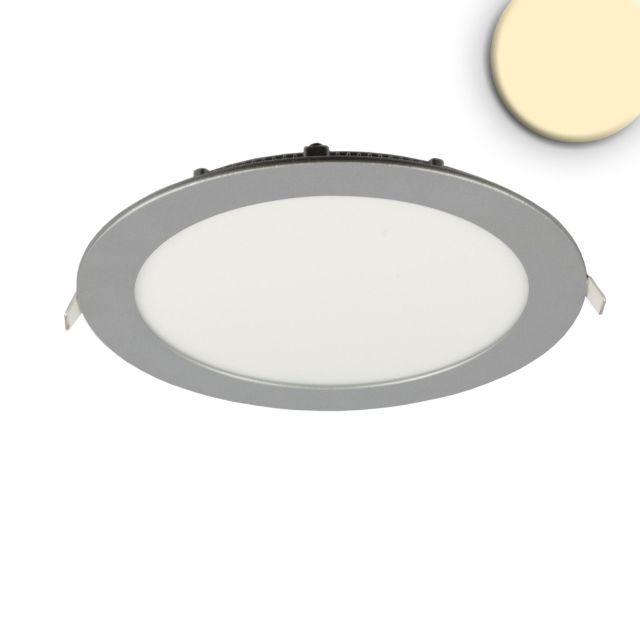 LED Downlight, 18W, rund, ultraflach, silber, warmweiß