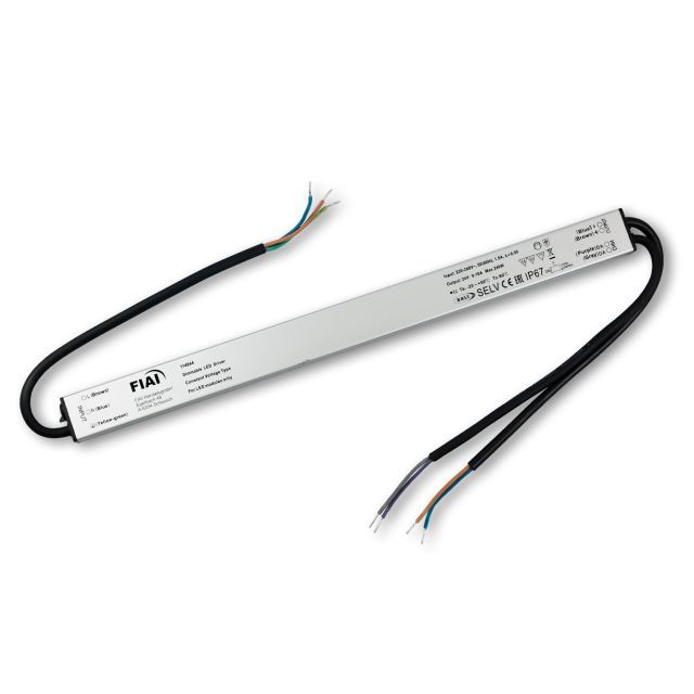 LED PWM-Trafo 24V/DC, 0-240W, Push/DALI-2 dimmbar, IP67, SELV, flach, ultraschmal