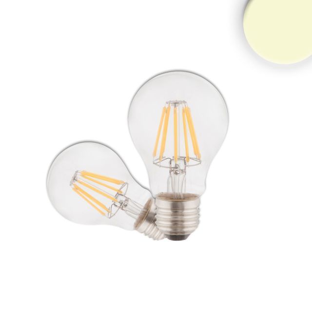 E27 LED Birne, 7W, klar, warmweiß, 3er Pack