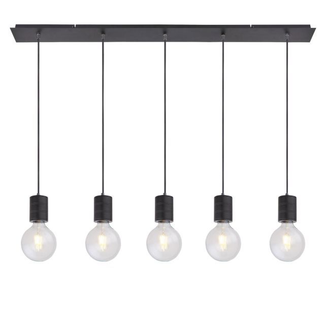 Hängeleuchte schwarz matt, 5xE27 Fassung, exkl. Leuchtmittel