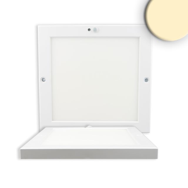 Deckenlampe Slim eckig weiß, 220x220mm, mit PIR-Bewegungssensor, 18W, Trafo integriert, warmweiß