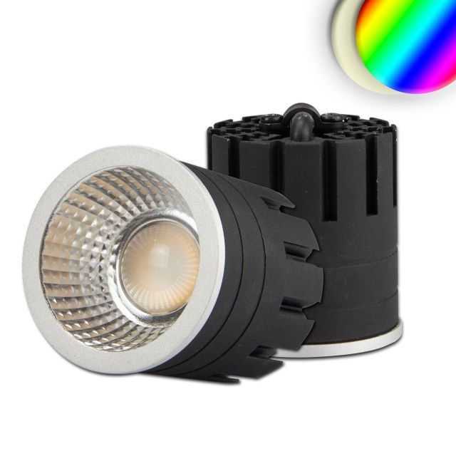 LED Spot RGB+3000K GU10 8W, 5-polig, 24V DC, silber, 60°, CRI80
