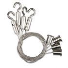 Seilabhängung (4 Stk) mit Deckenverschraubung und Gegenstück mit Haken inkl. Stahlseile 1.000mm