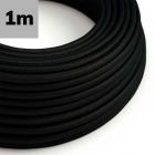 Kabel Stoff-ummantelt, schwarz, 3x0,75mm² AWG18, Meterware