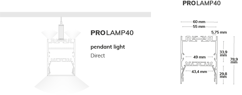 Modulares Lichtsystem Pendelleuchten PROLAMP40