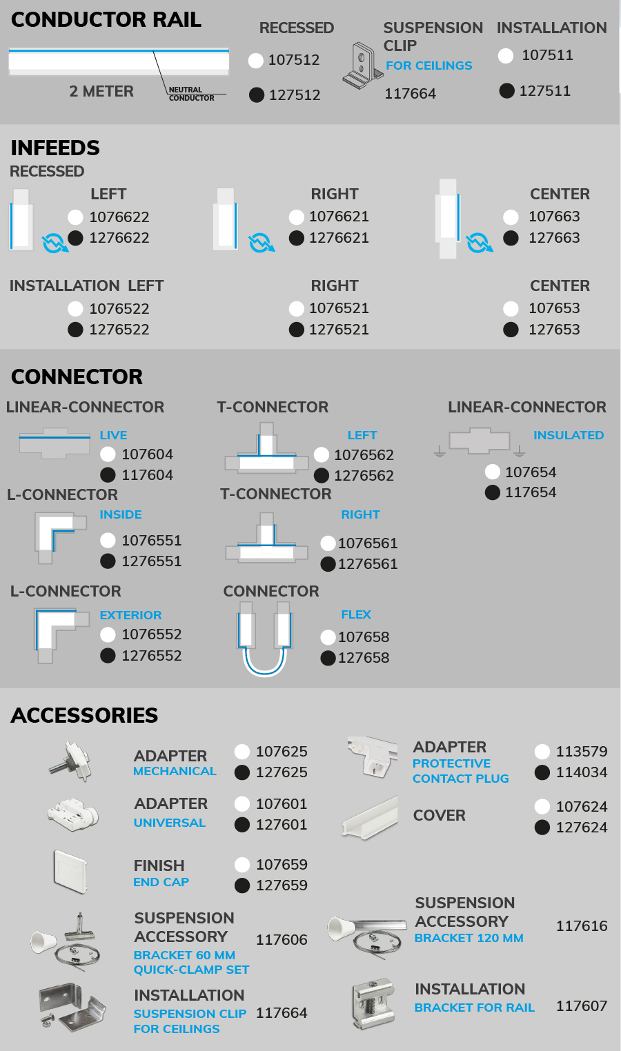LED 3-PH Track light accessories Classic - Overview