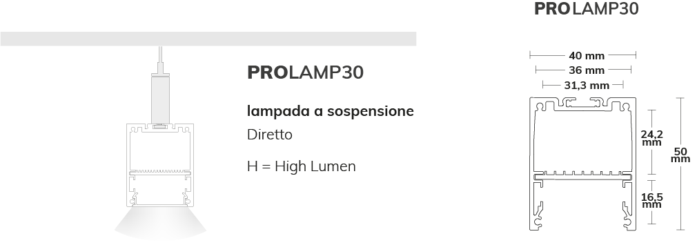 Modulares Lichtsystem Pendelleuchten PROLAMP30